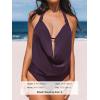 CUPSHE Tankini Bathing Suit for Women Halter Deep V Cowl Neck Low Back Swimsuit(Plum Purple)