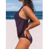 CUPSHE Tankini Bathing Suit for Women Halter Deep V Cowl Neck Low Back Swimsuit(Plum Purple)