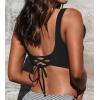 CUPSHE Women Swimsuit Bikini Top Wrap Self Tie Bathing Suit with Fixed Wide Straps(Black)