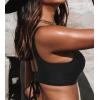 CUPSHE Women Swimsuit Bikini Top Wrap Self Tie Bathing Suit with Fixed Wide Straps(Black)