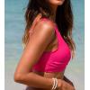CUPSHE Women Swimsuit Bikini Top Wrap Self Tie Bathing Suit with Fixed Wide Straps(Bright Pink)