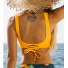 CUPSHE Women Swimsuit Bikini Top Wrap Self Tie Bathing Suit with Fixed Wide Straps(Bright Yellow)