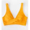 CUPSHE Women Swimsuit Bikini Top Wrap Self Tie Bathing Suit with Fixed Wide Straps(Bright Yellow)