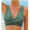 CUPSHE Women Swimsuit Bikini Top Wrap Self Tie Bathing Suit with Fixed Wide Straps(Dark Green)