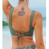 CUPSHE Women Swimsuit Bikini Top Wrap Self Tie Bathing Suit with Fixed Wide Straps(Dark Green)