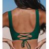 CUPSHE Women Swimsuit Bikini Top Wrap Self Tie Bathing Suit with Fixed Wide Straps(Emerald Green)