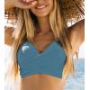 CUPSHE Women Swimsuit Bikini Top Wrap Self Tie Bathing Suit with Fixed Wide Straps(Glacier Blue)
