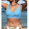CUPSHE Women Swimsuit Bikini Top Wrap Self Tie Bathing Suit with Fixed Wide Straps(Light Blue)