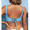 CUPSHE Women Swimsuit Bikini Top Wrap Self Tie Bathing Suit with Fixed Wide Straps(Light Blue)