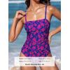 CUPSHE Women Swimsuit One Piece Bathing Suit Square Neck Cutout Back Tummy Control with Adjustable Spaghetti Straps(Navy Blue/Magenta Floral)