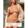 CUPSHE Women’s Bikini Set Sexy Two Piece Swimsuit Halter Strap Backless Self tie Bathing Suit Low Rise(Orange/Geo)