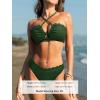 CUPSHE Women’s Bikini Sets Adjustable Halter Strappy Swimsuit Crisscross Cutout Scalloped Mid Rise(Forest Green)