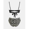 CUPSHE Women’s Bikini Sets Sweetheart Neck Two Piece Bathing Suit Cutout Textured Adjustable Straps Mid Rise Bottom(Black/Floral)