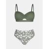 CUPSHE Women’s Bikini Sets Sweetheart Neck Two Piece Bathing Suit Cutout Textured Adjustable Straps Mid Rise Bottom(Sage Green/Floral)