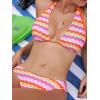 CUPSHE Women’s Bikini Sets Two Piece Bathing Suit Halter Plunging Neck Open Back, Low Rise High Cut Cheeky Bottom(Candy/Stripe)