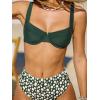 CUPSHE Women’s Bikini Sets Two Piece Swimsuit High Waisted Push up Underwire Scoop Neck Adjustable Straps(Dark Green/Polka Dots)