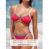 CUPSHE Women’s Bikini Sets Two Piece Swimsuit Low Rise Bathing Suits Back Tie O Ring Cutout Cheeky Bottom Color Block(Red/Color Block)