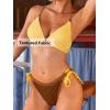 CUPSHE Women’s Bikini Sets Two Piece Swimsuit Sexy Low Rise Bathing Suits String Tie Color Block Textured(Yellow/Brown)