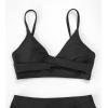 CUPSHE Women’s Bikini Top Bathing Suit V Neck Adjustable Spaghetti Straps Twist Front(Black)