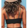CUPSHE Women’s Bikini Top Bathing Suit V Neck Adjustable Spaghetti Straps Twist Front(Black/Green)