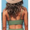 CUPSHE Women’s Bikini Top Bathing Suit V Neck Adjustable Spaghetti Straps Twist Front(Dark Green)
