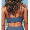 CUPSHE Women’s Bikini Top Bathing Suit V Neck Adjustable Spaghetti Straps Twist Front(Marble Blue)