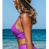 CUPSHE Women’s Bikini Top Bathing Suit V Neck Adjustable Spaghetti Straps Twist Front(Purple)