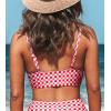 CUPSHE Women’s Bikini Top Bathing Suit V Neck Adjustable Spaghetti Straps Twist Front(Red Gingham)