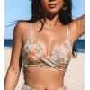CUPSHE Women’s Bikini Top Bathing Suit V Neck Adjustable Spaghetti Straps Twist Front(Yellow Floral)