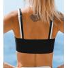 CUPSHE Women’s Bikini Top Only Scoop Neck Bathing Suit Top Color Block Adjustable Straps(Black/White)
