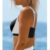 CUPSHE Women’s Bikini Top Only Scoop Neck Bathing Suit Top Color Block Adjustable Straps(Black/White)
