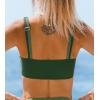 CUPSHE Women’s Bikini Top Only Scoop Neck Bathing Suit Top Color Block Adjustable Straps(Sage Green/Forest Green)