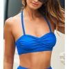 CUPSHE Women’s Bikini Top Sweetheart Neck Halter Back Self Tie Bathing Suit(Royal Blue)