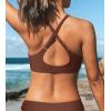 CUPSHE Womens Bikini Top Swimsuit Bandeau Top Back Tie with Removable Shoulder Straps(Brown)