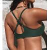 CUPSHE Womens Bikini Top Swimsuit Bandeau Top Back Tie with Removable Shoulder Straps(Dark Green)