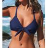 CUPSHE Womens Bikini Top Swimsuit Bandeau Top Back Tie with Removable Shoulder Straps(Indigo Blue)