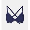 CUPSHE Womens Bikini Top Swimsuit Bandeau Top Back Tie with Removable Shoulder Straps(Indigo Blue)