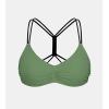 CUPSHE Womens Bikini Top Swimsuit Color Block Back Braided Straps Strappy Self Tie Bathing Suit Top(Dark Green/Black)