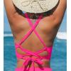 CUPSHE Womens Bikini Top Swimsuit Deep V Neck Top Crisscross Back Tie Shell Stitching Adjustable Straps(Magenta Pink)