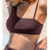 CUPSHE Women’s Bikini Top Swimsuit Only One Shoulder Bathing Suit Asymmetrical Neck Swim Tank Top(Brown)
