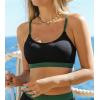 CUPSHE Women’s Bikini Top Swimsuit Only Sporty Textured Bathing Suit Tank Top Adjustable Straps(Black/Dark Green)