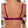 CUPSHE Women’s Bikini Top Swimsuit Only V Neck Textured Bathing Suit Back Hook Adjustable Straps Beading(Purple Red)