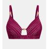 CUPSHE Women’s Bikini Top Swimsuit Only V Neck Textured Bathing Suit Back Hook Adjustable Straps Beading(Purple Red)