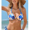 CUPSHE Women’s Bikini Top V Neck Halter Back Hook Bathing Suit(White/Blue/Orange)