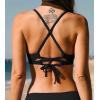 CUPSHE Women’s Bikini Top V Neck Triangle Top Crisscross Back Self Tie Spaghetti Straps(Black)