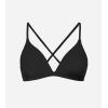 CUPSHE Women’s Bikini Top V Neck Triangle Top Crisscross Back Self Tie Spaghetti Straps(Black)