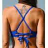CUPSHE Women’s Bikini Top V Neck Triangle Top Crisscross Back Self Tie Spaghetti Straps(Cobalt Blue)