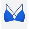 CUPSHE Women’s Bikini Top V Neck Triangle Top Crisscross Back Self Tie Spaghetti Straps(Cobalt Blue)