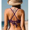 CUPSHE Women’s Bikini Top V Neck Triangle Top Crisscross Back Self Tie Spaghetti Straps(Grape Purple)