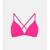CUPSHE Women’s Bikini Top V Neck Triangle Top Crisscross Back Self Tie Spaghetti Straps(Hot Pink)